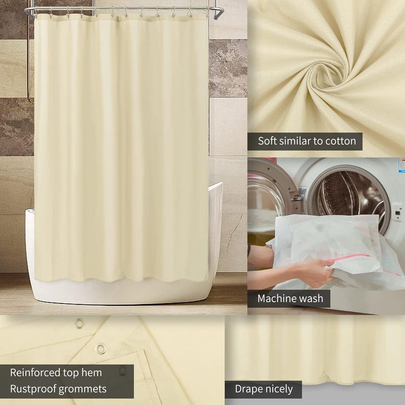 ALYVIA SPRING بطانة ستارة دش قماشية طويلة جداً من أليفيا سبرينغ، مقاومة للماء - مقاس 72 × 96 بوصة، ستارة دش طويلة جداً ناعمة وخفيفة الوزن مع 3 مغناطيس، قابلة للغسل في الغسالة - 72×96، كريمي - Image 3