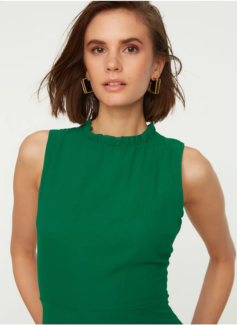 trendyol Pleated Hem Ruffle Detail Dress