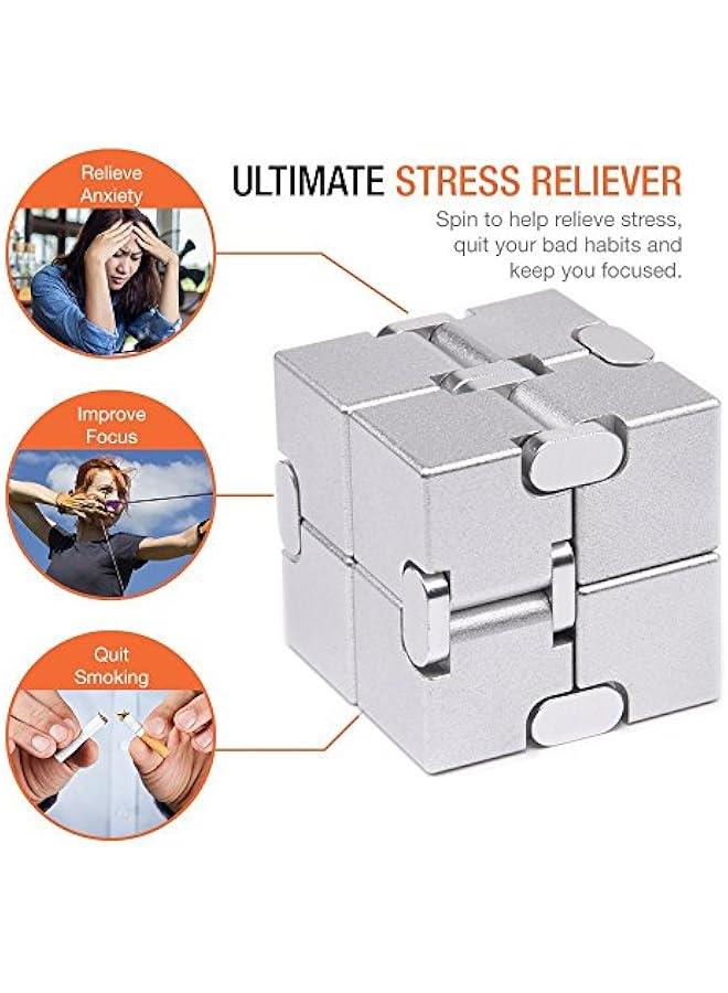 Fidget Cube New Version Fidget Finger Toys - Metal Infinity Cube Prime for Stress and Anxiety Relief/ADHD, Ultra Durable Sensory Gifts for Adults and Teens Kids - Image 2
