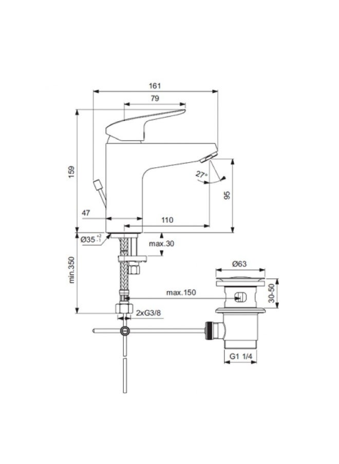 DANUBE HOME - IS- Ceraflex Basin Mixer Rmtd Grande Pu/M 3.8L -(1/2'' Hose Connection) B1713AA | Brass Basin Mixer | Single Tap Wash Basin Mixer Sink Faucet For Bathroom Faucet Vanity Lavatory - Chrome - Image 1