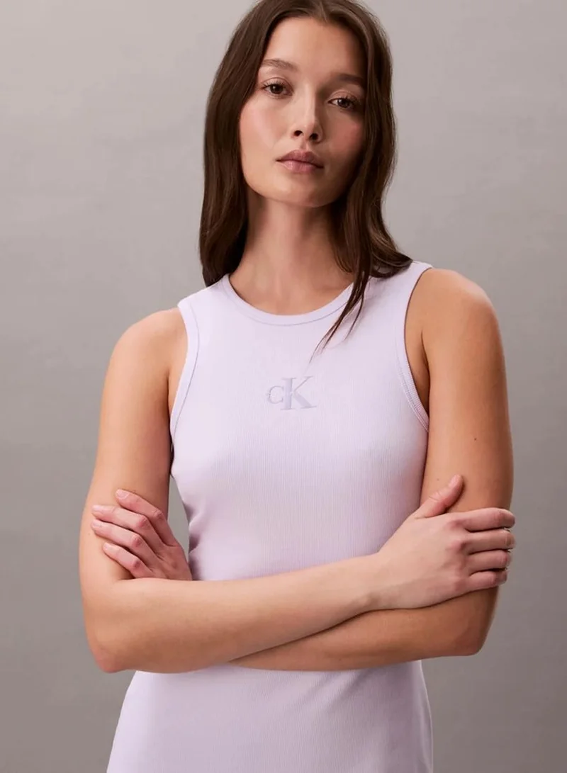 Calvin Klein Island Lilac Monogram Rib Midi Tank Dress for Women | Best Price UAE