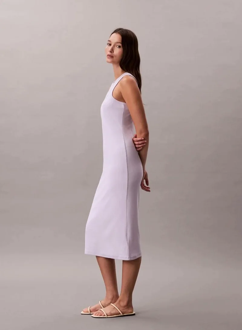 Calvin Klein Island Lilac Monogram Rib Midi Tank Dress for Women | Best Price UAE
