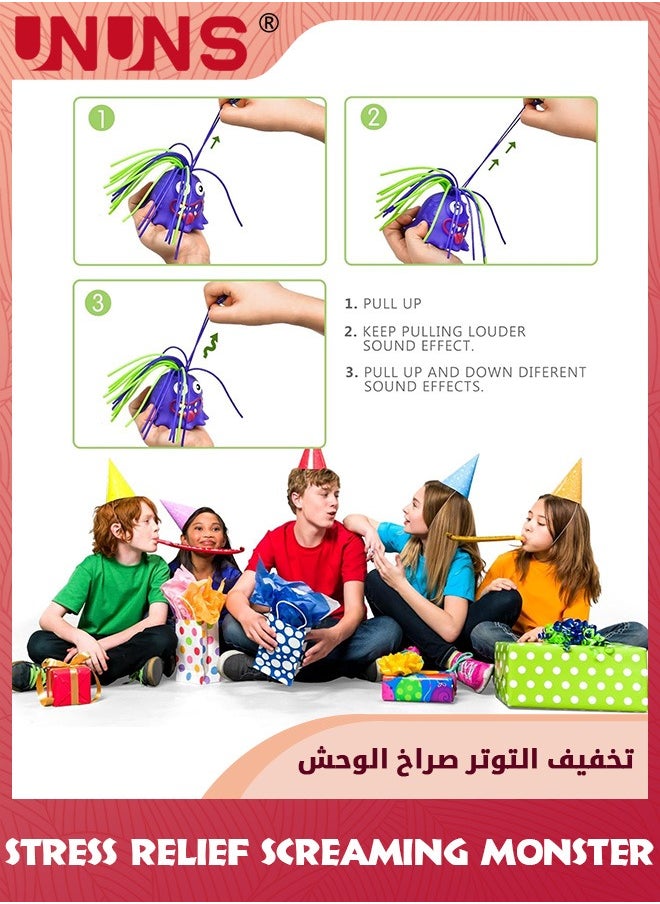 UNUNS 4 Pcs Party Favors For Kids,Stress Relief Screaming Monster Pull Its Hair Toys,Anti Anxiety Toys,Venting Novelty Toys,Different Screams Made Sensory Gift For 3 4 5 6 7+ Kids Teens Boys Girls  - Image 5
