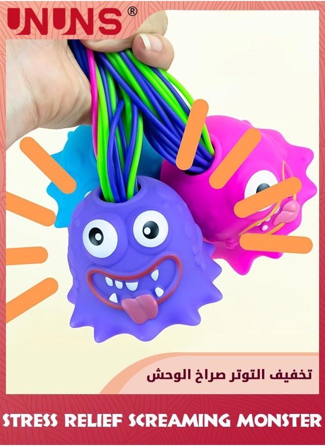 UNUNS 4 Pcs Party Favors For Kids,Stress Relief Screaming Monster Pull Its Hair Toys,Anti Anxiety Toys,Venting Novelty Toys,Different Screams Made Sensory Gift For 3 4 5 6 7+ Kids Teens Boys Girls  - Image 3