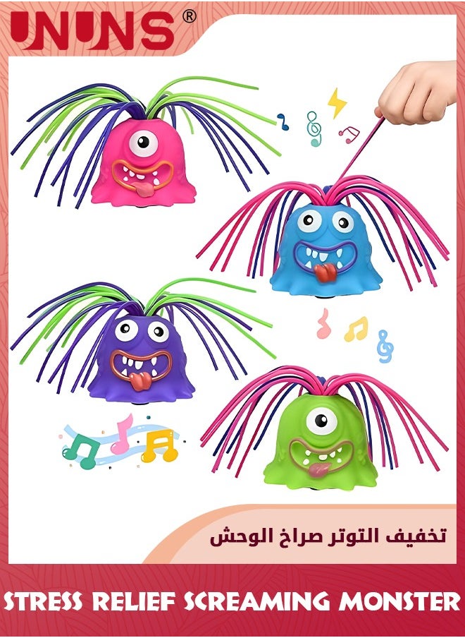UNUNS 4 Pcs Party Favors For Kids,Stress Relief Screaming Monster Pull Its Hair Toys,Anti Anxiety Toys,Venting Novelty Toys,Different Screams Made Sensory Gift For 3 4 5 6 7+ Kids Teens Boys Girls  - Image 1