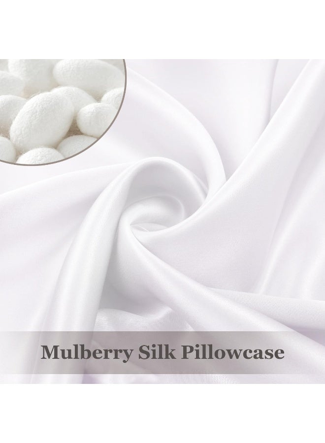 Adubor 100% Silk Pillowcase - Mulberry Silk Pillow Cases, 23 Momme 6A Grade Fibers, Silk Pillow Case for Hair and Skin Health, with Hidden Zipper (Queen 20''x30'', White, 1PC) - Image 4