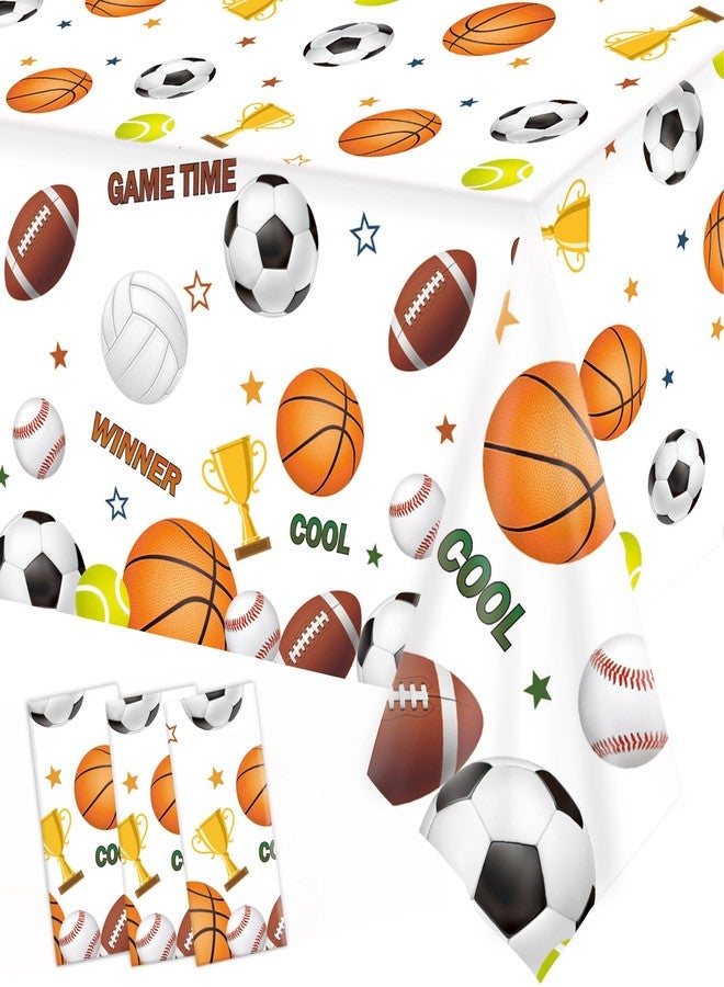 QIYANPAX 3 Pack Sports Birthday Party Decorations Sports Table Cloth Soccer Basketball Baseball Football Tablecloths for All Star Sports Themed Party Decorations, 54 x 108 Inch - Image 1
