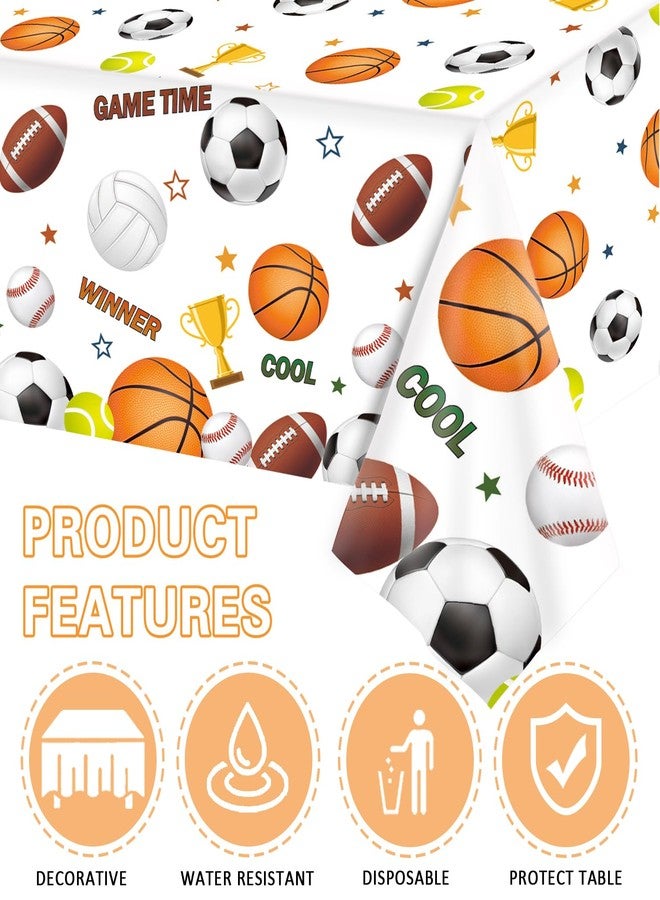 QIYANPAX 3 Pack Sports Birthday Party Decorations Sports Table Cloth Soccer Basketball Baseball Football Tablecloths for All Star Sports Themed Party Decorations, 54 x 108 Inch - Image 4