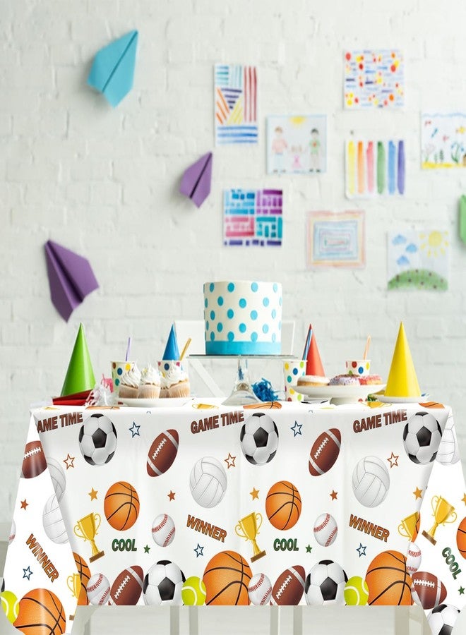 QIYANPAX 3 Pack Sports Birthday Party Decorations Sports Table Cloth Soccer Basketball Baseball Football Tablecloths for All Star Sports Themed Party Decorations, 54 x 108 Inch - Image 3