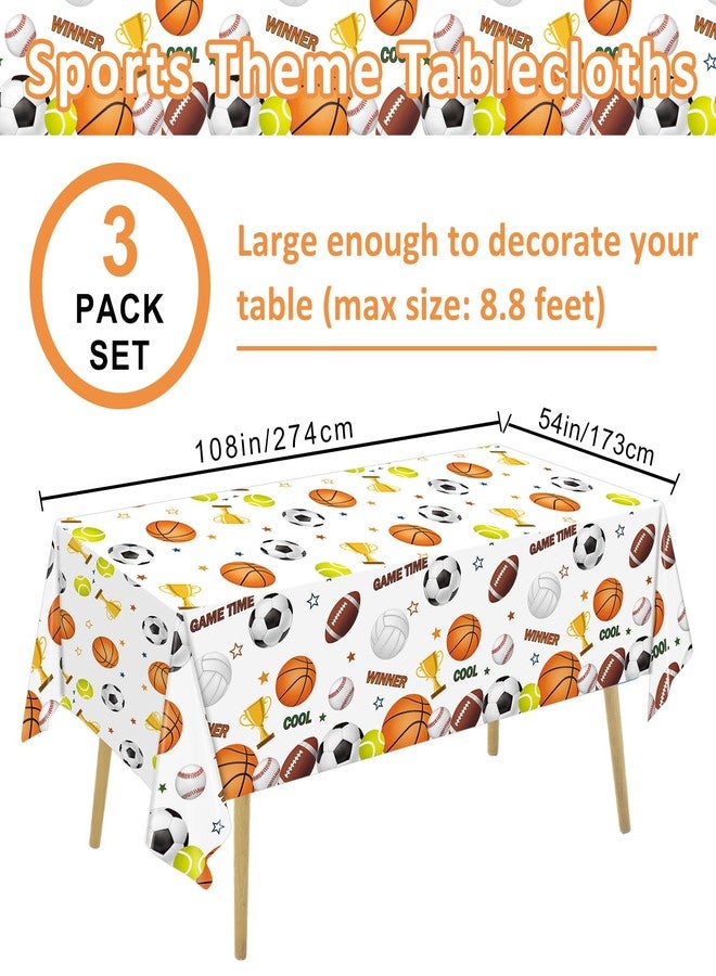 QIYANPAX 3 Pack Sports Birthday Party Decorations Sports Table Cloth Soccer Basketball Baseball Football Tablecloths for All Star Sports Themed Party Decorations, 54 x 108 Inch - Image 2