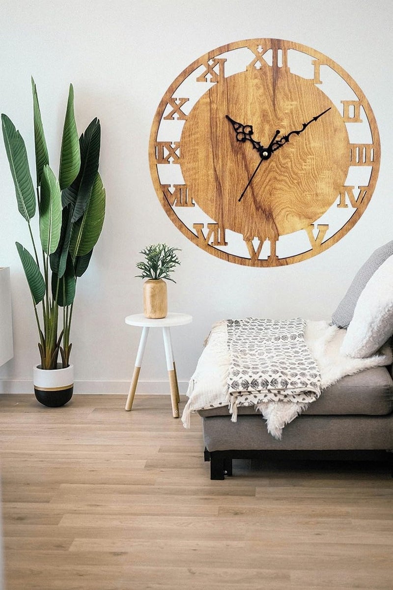 ADK Antique Big Size Hanging Roman Number Watch for Living Room Bedroom Office Decorative Wall Clock for Home Decor 30x30 cm Wooden Brown 161 - Image 3