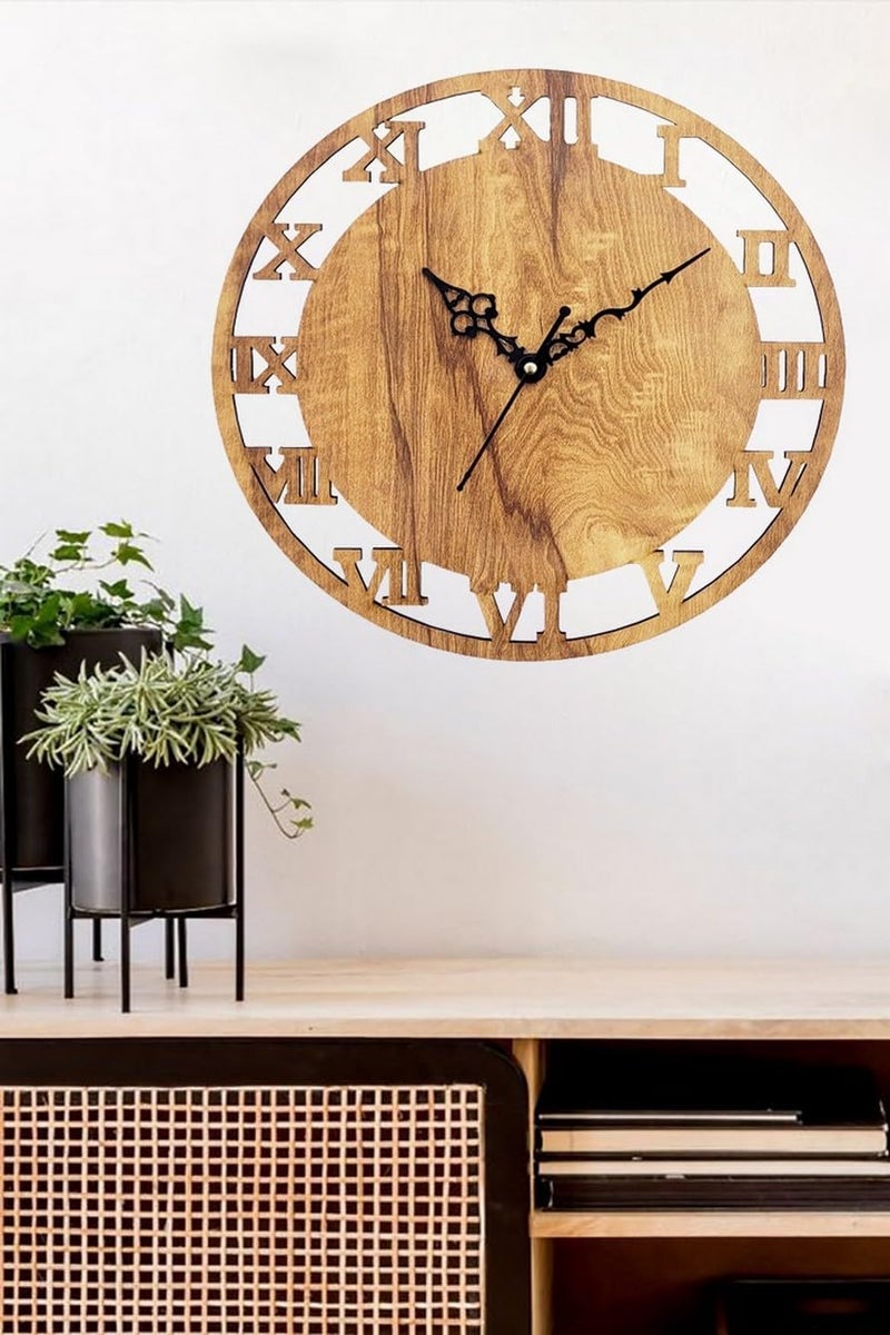 ADK Antique Big Size Hanging Roman Number Watch for Living Room Bedroom Office Decorative Wall Clock for Home Decor 30x30 cm Wooden Brown 161 - Image 4