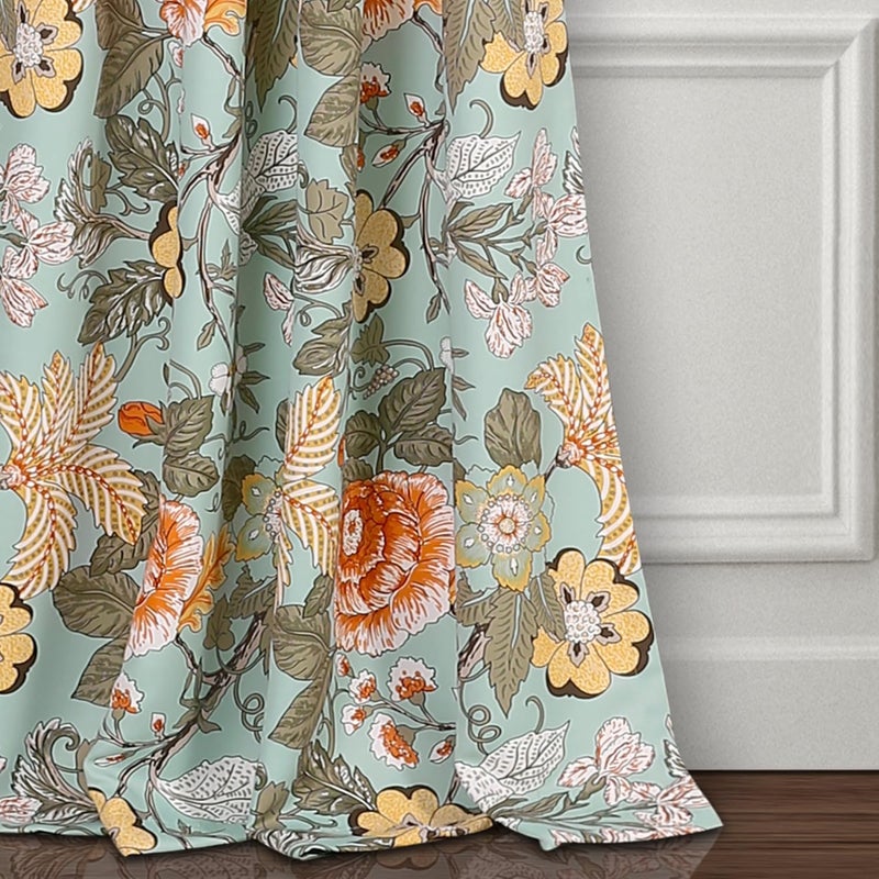 Lush Decor Sydney Light Filtering Window Curtain Panels, Pair, 52" W x 95" L, Blue & Green - Botanical Garden - Country Cottage Home Decor - Floral Curtains for Bedroom, Living Room, & Dining Room - Image 4