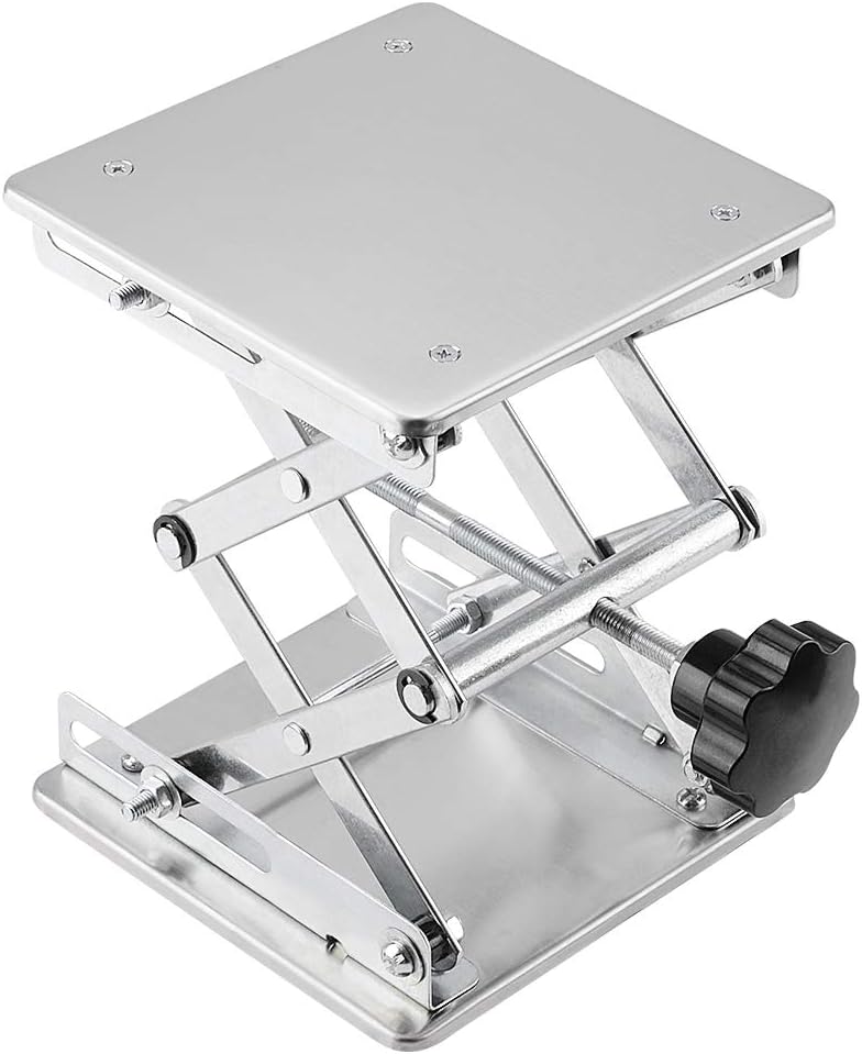 Labasics 6 x 6 inch Lab Scissors Jack, 150 x 150 mm Stainless Steel Laboratory Support Jack Platform Lab Lift Stand Table, Expandable Lift Height Range from 75 mm to 260 mm, Support Weight 10KG - Image 1