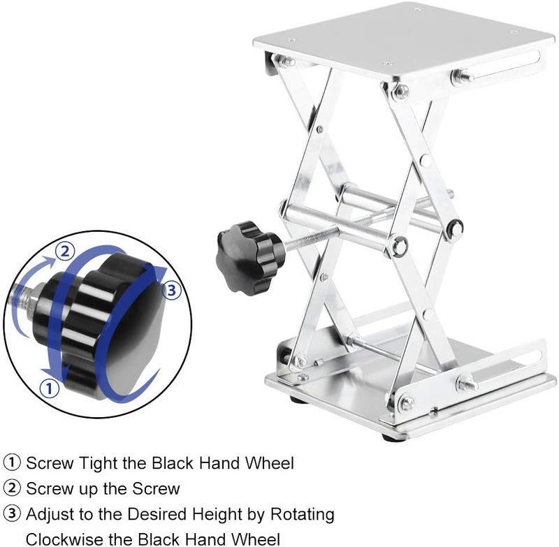 Labasics 6 x 6 inch Lab Scissors Jack, 150 x 150 mm Stainless Steel Laboratory Support Jack Platform Lab Lift Stand Table, Expandable Lift Height Range from 75 mm to 260 mm, Support Weight 10KG - Image 4