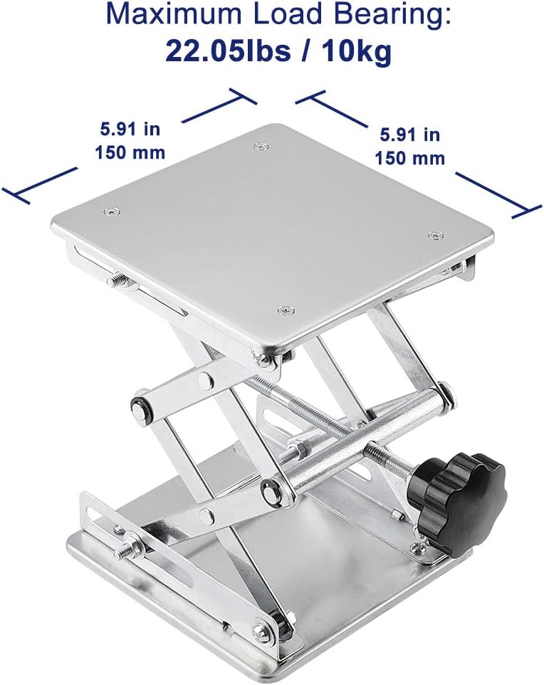 Labasics 6 x 6 inch Lab Scissors Jack, 150 x 150 mm Stainless Steel Laboratory Support Jack Platform Lab Lift Stand Table, Expandable Lift Height Range from 75 mm to 260 mm, Support Weight 10KG - Image 2