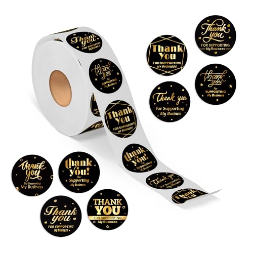 Wonder Hub Vinyl Wonderhub (Pack of 500) Attractive 8 Different Design Thank You Stickers for Packaging and Small Business (Design 1) - Image 1