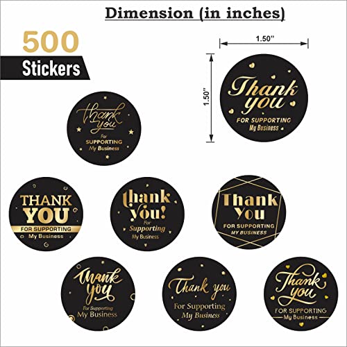 Wonder Hub Vinyl Wonderhub (Pack of 500) Attractive 8 Different Design Thank You Stickers for Packaging and Small Business (Design 1) - Image 2