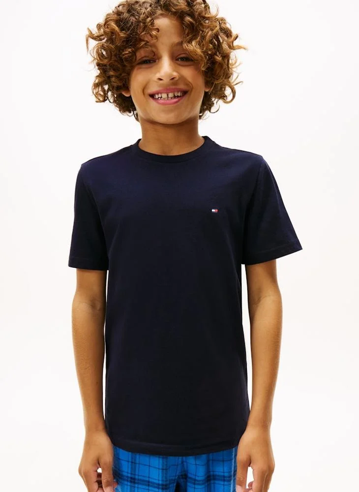 تومي هيلفيغر تيشيرت أساسي برقبة دائرية للأطفال