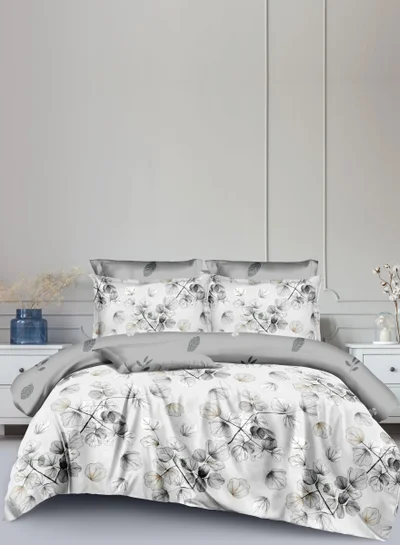 Donetella Printed Duvet Set, King Size 220x240 cm - 6-Pcs Bed Set, Microfiber Fabric - 1 Duvet Cover, 1 Fitted Sheet, 2 Pillow Shams, 2 Pillowcases (Filler Not Included)