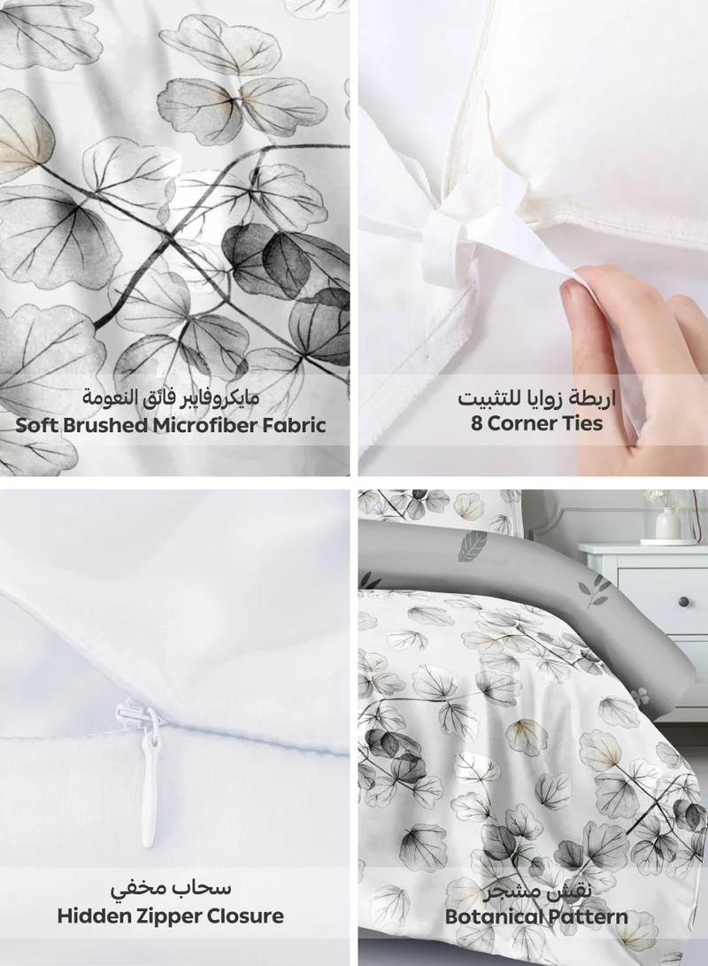 Donetella Printed Duvet Set, King Size 220x240 cm - 6-Pcs Bed Set, Microfiber Fabric - 1 Duvet Cover, 1 Fitted Sheet, 2 Pillow Shams, 2 Pillowcases (Filler Not Included)