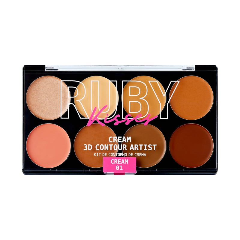 Ruby Kisses 3D Face Creator Cream Foundation & Concealer, 12 Hours Long Lasting, Medium to Full Coverage, Non-Greasy, Ideal for Makeup & Contour Palette (Light Medium) - Image 1