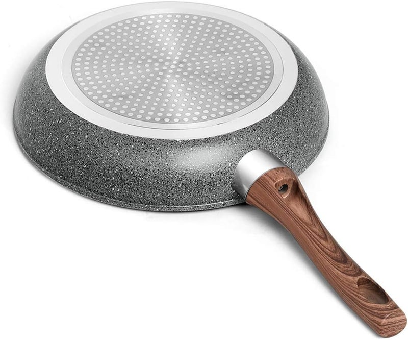 HOMETIC Non Stick Marble Finish Professional Kitchen Frying pan CD Bottom Bakelite Wood Handle for Induction Cookware Safe for Dish Washer Black 22 - Image 4