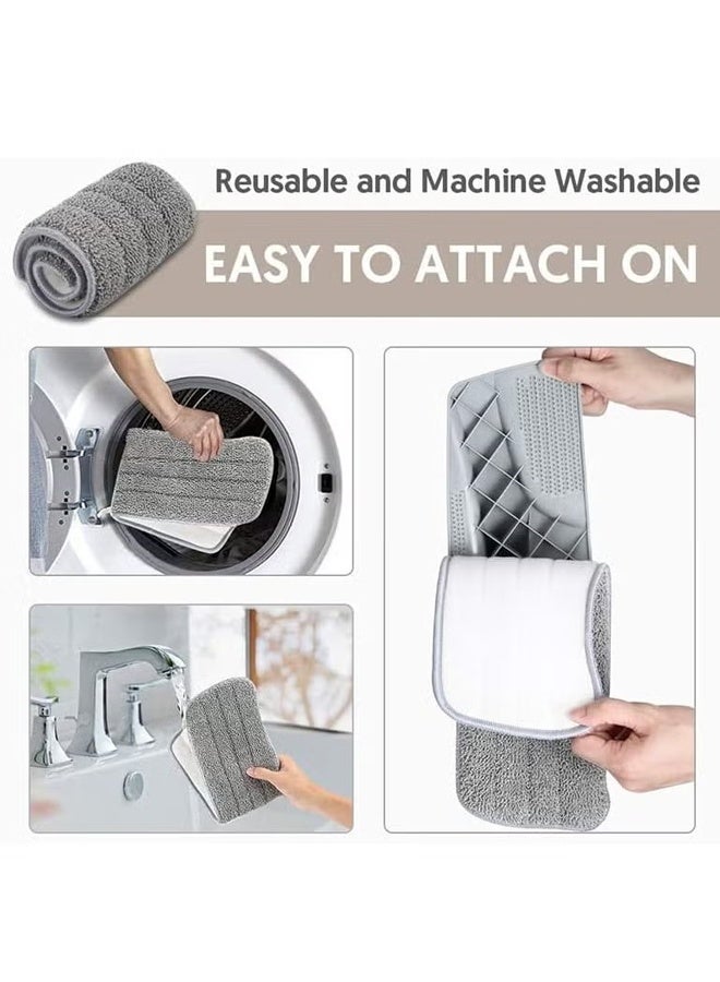 4 Pcs Flat Mop Pads, Reusable Mop Cleaning Refills, Microfiber Pads for Flat Mop or Mop Bucket System, Pack of 4 Washable 13-Inch Mop Heads - Grey - Image 3