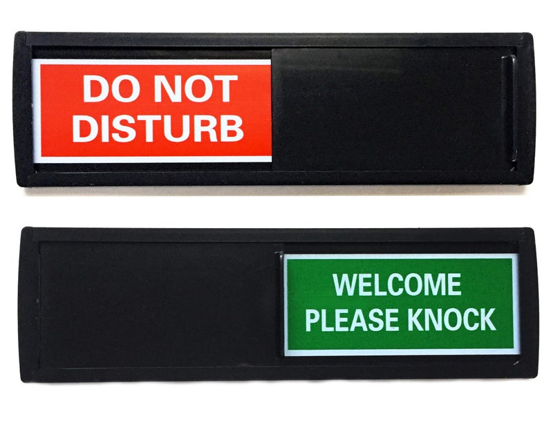 DISH NANNY Black Do Not Disturb Sign | SHUTTER CHANGES WHEN YOU PUSH IT | For Home, Offices,Hotels, Hospitals (Don't Disturb, Welcome Signs) Also includes double sided tape mounting. - Image 1
