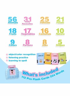 Y&D Flash Cards for Toddlers Talking Educational Toys 1-4 Year Old Kids Speech Therapy Toy 112 224 Sight Words with Sound Birthday Gift Boys Girls  - Image 3