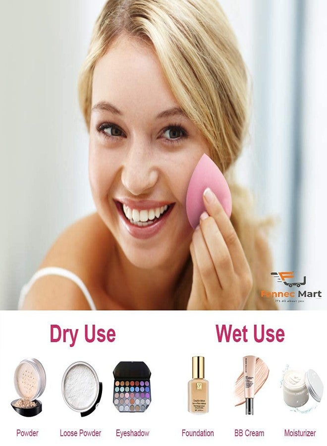 Fennec Mart Makeup Sponge 4 Pack, Professional Beauty Sponges Set, Makeup Sponge Blender, Foundation Blending Sponge for Dry & Wet Use, Multi-colored - Image 5