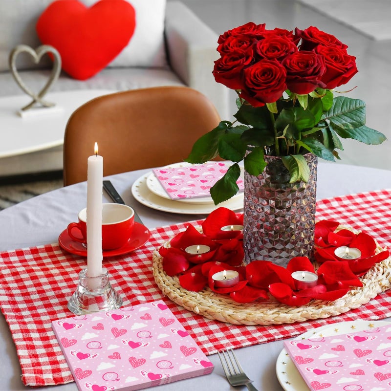 Gistome 40 Pack Valentine's Day Paper Napkins - 13 x 13 Inches Disposable Heart Pattern Serviettes Tableware Luncheon Cocktail Napkin Party Supplies for Wedding Engagement Romantic Special Nights Decorations - Image 5