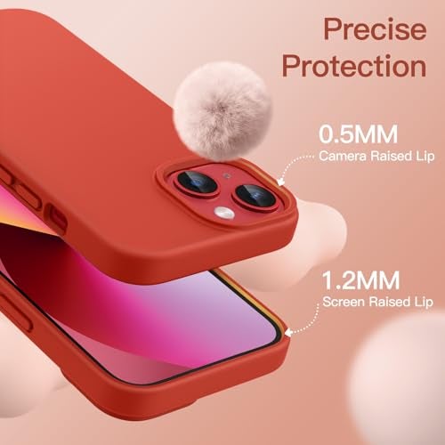 JETech Silicone Case for iPhone 13 6.1-Inch, Silky-Soft Touch Full-Body Protective Phone Case, Shockproof Cover with Microfiber Lining (Orange Red) - Image 5