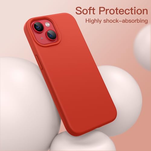 JETech Silicone Case for iPhone 13 6.1-Inch, Silky-Soft Touch Full-Body Protective Phone Case, Shockproof Cover with Microfiber Lining (Orange Red) - Image 4