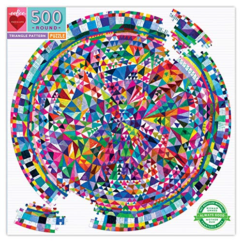 eeBoo Piece and Love Triangle Pattern 500 Piece Round Circle Jigsaw Puzzle Jigsaw Puzzle for Adults and Families Includes Glossy and Sturdy Pieces - Image 1