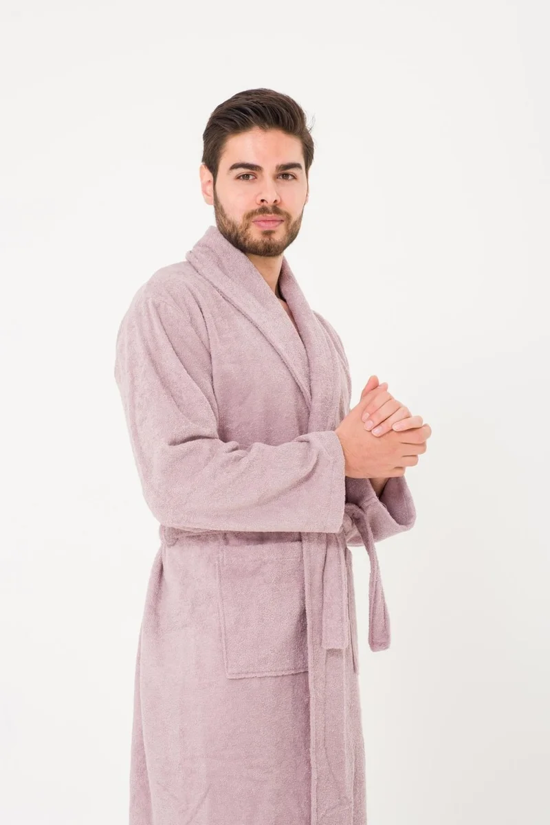 كوتن كونسيبت Plain and Cotton Shawl Collar Men's Bathrobe