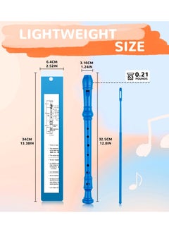 Excefore Soprano Descant Recorder, German Style 8 Hole Music Instrument with Cleaning Rod and Storage Bag for Kids Beginner (Blue)  - Image 2
