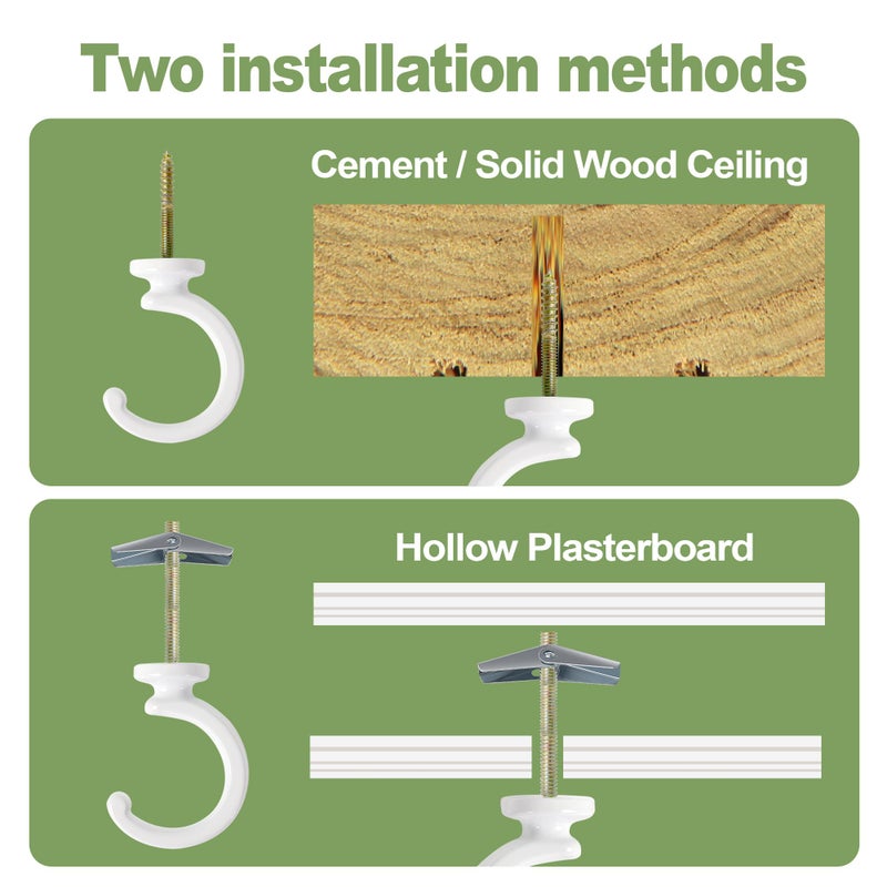 Aidoclip 2PCS Ceiling Hooks for Hanging Plants,Heavy Duty Plant Swag Hooks,Hanging Planter Wall Hook, Indoor and Outdoor Plant Hangers - Image 2