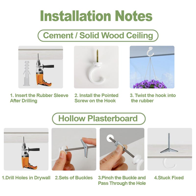 Aidoclip 2PCS Ceiling Hooks for Hanging Plants,Heavy Duty Plant Swag Hooks,Hanging Planter Wall Hook, Indoor and Outdoor Plant Hangers - Image 5