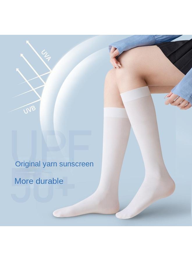 Bluejw Pressure Sun Protection Over-the-Knee Socks Women's Summer Thin White Mid-calf Socks Japanese-style JK Socks Black Long Stockings  - Image 3