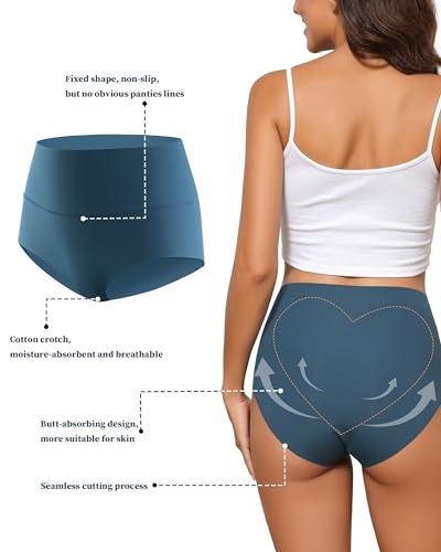 LEVAO Women's High Waist Seamless Underwear Full Coverage Brief No Show Panties Sexy Comfortable Pantie Multi Pack S-XXL - Image 3