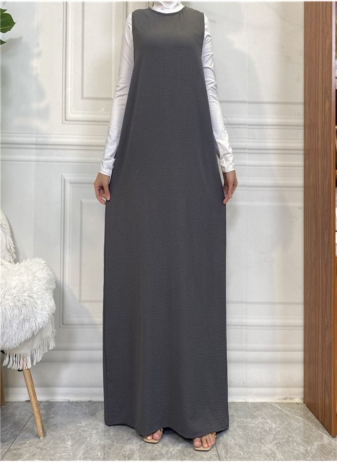Loquat - Simple And Fashionable National Style Set Abaya Grey - Image 1