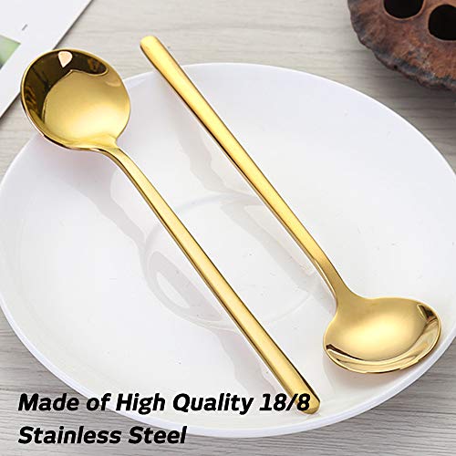 findTop Pack of 8, Gold Plated Stainless Steel Espresso Spoons, findTop Mini Teaspoons Set for Coffee Sugar Dessert Cake Ice Cream Soup Antipasto Cappuccino, 5.3 Inch - Image 3