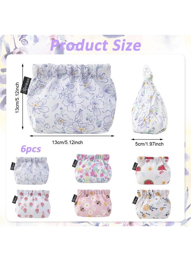 MAYCREATE® 6Pcs Small Pouches for Women, Flower Print Lipstick Makeup Pouch, Aesthetic Women Pouches, Cute Pocket Coin Pouch Travel Storage Organizer for Makeup Tools, Accessories - Image 2