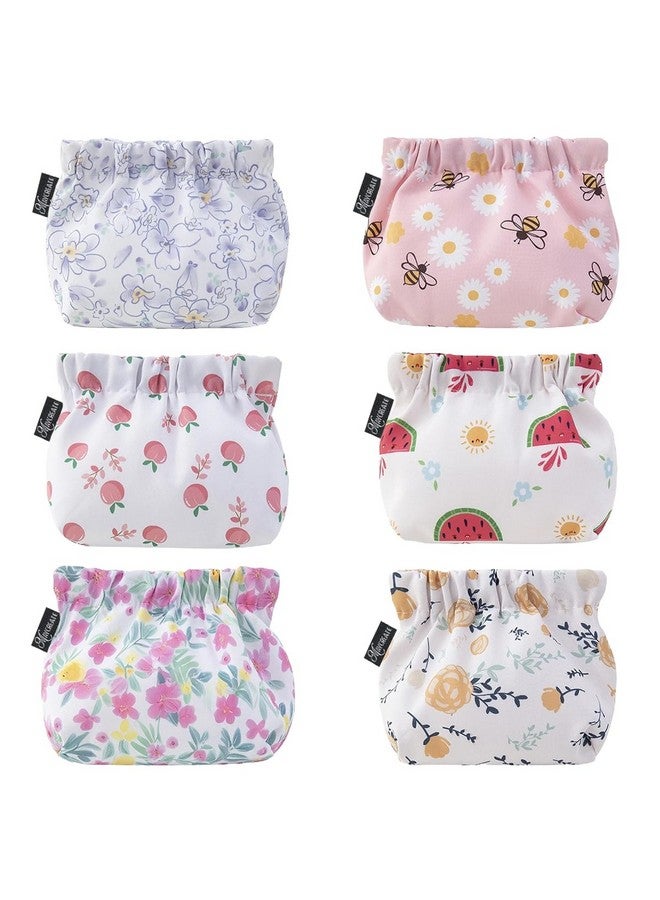 MAYCREATE® 6Pcs Small Pouches for Women, Flower Print Lipstick Makeup Pouch, Aesthetic Women Pouches, Cute Pocket Coin Pouch Travel Storage Organizer for Makeup Tools, Accessories - Image 1