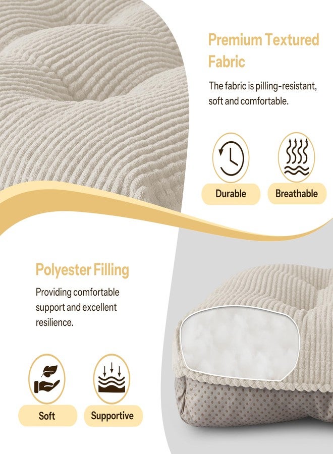 FlyGulls Indoor Kitchen Chair Cushions Set of 4 18"X16.5"X3" Soft Anti Slip Dining Chair Pads Tufted Kitchen Seat Cushion with Ties, Beige - Image 3