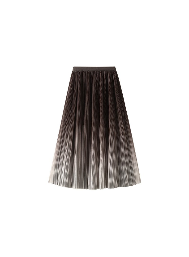 Loquat Women's Gradient Pleated Half Length Skirt Brown  - Image 1