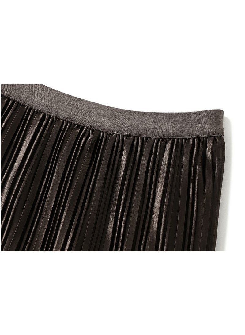 Loquat Women's Gradient Pleated Half Length Skirt Brown  - Image 2