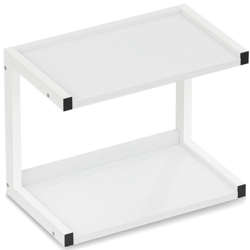 Marty 2 Tier 12.6""X7.7"" Counter Shelf Organizer Kitchen Spice Rack For Countertop  Coffee Station Organizer For Mugs Cups  Wood Shelf Desk Storage Organizer For Bathroom Home Office (White) - Image 1