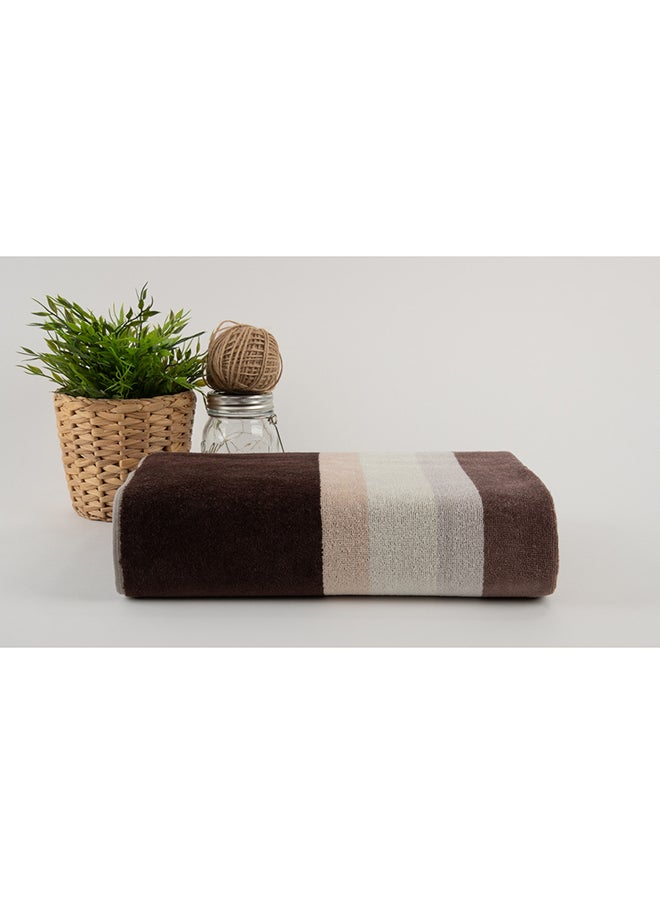 White Rose Towel Cross Stripe 500 Gsm 100% Cotton Terry -Cross Stripe Design1 Hand  50X90 CmLuxury Touch Extra Absorbent-Brown  - Image 1